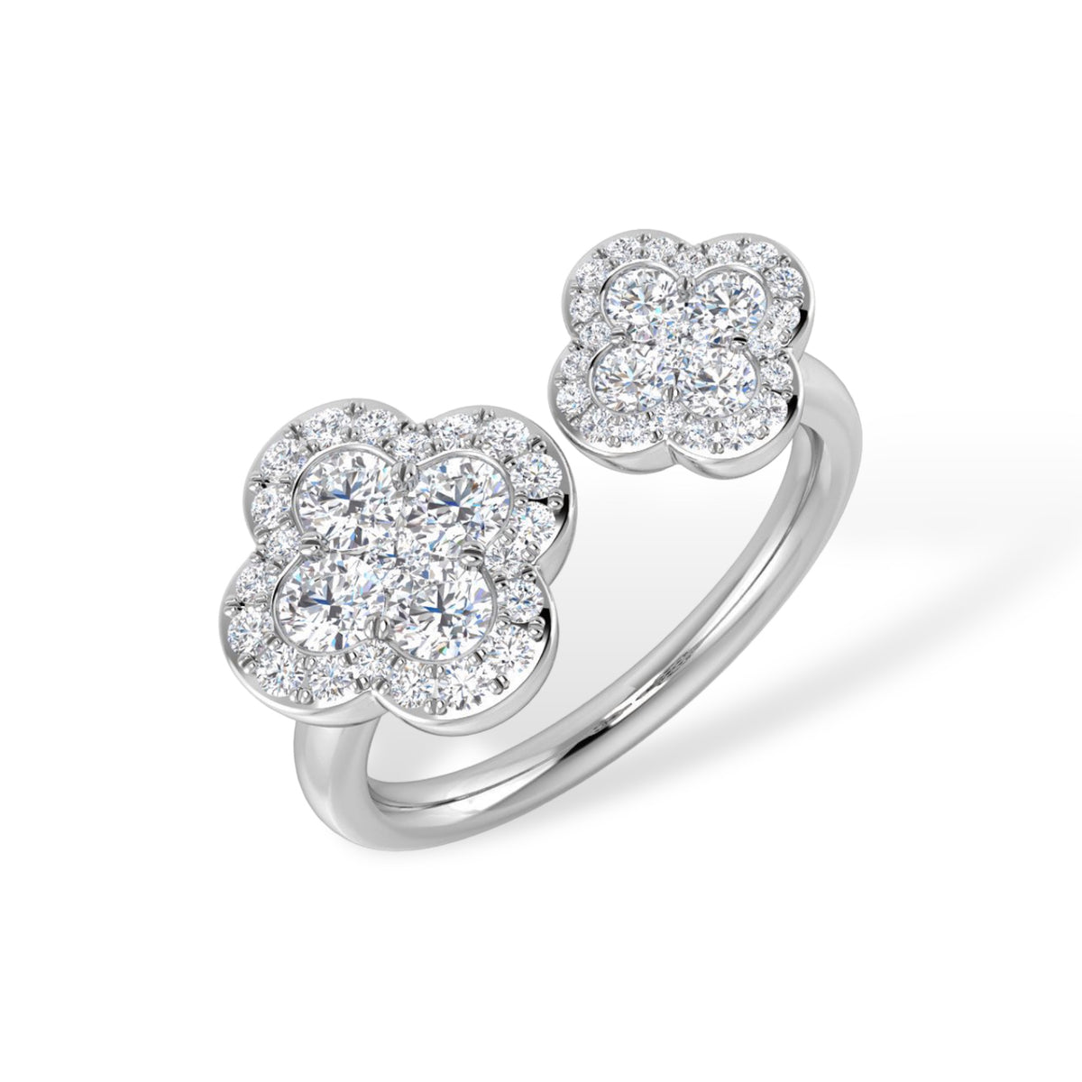 18ct White Gold Diamond Double Clover Cluster – Simon Milne Jewellers